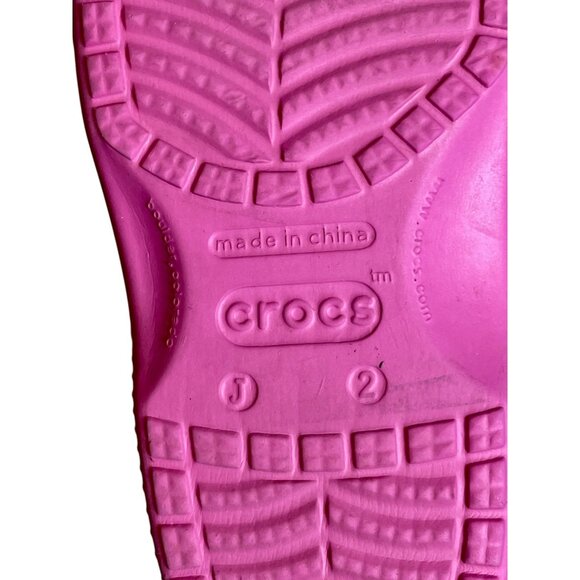 Crocs Disney Frozen Fever Clog Sandals Little Girl Sz J2 Pink Slip On Elsa Anna - Picture 4 of 4